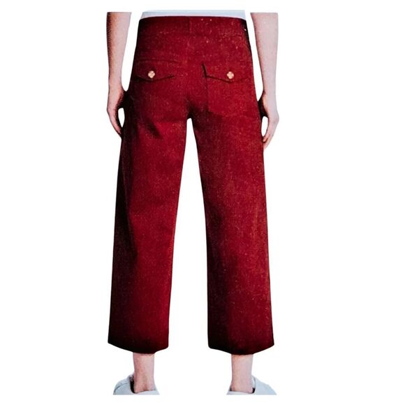 GLORIA VANDERBILT Wide Leg Tummy Control Crop Pants Sz 6 Red Rust Pull On NWT - Picture 2 of 12